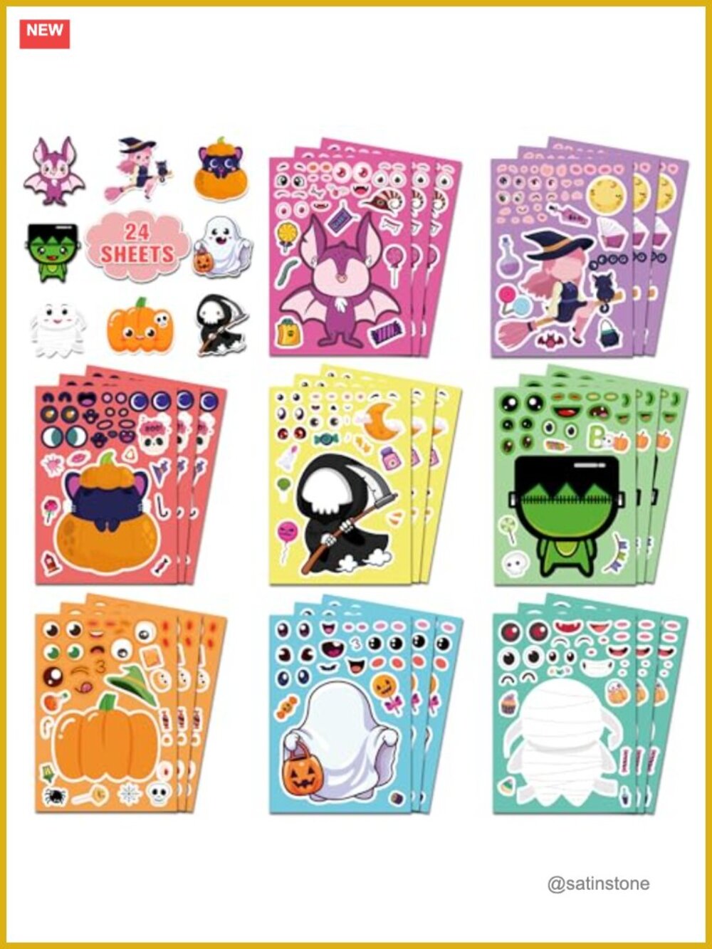 Halloween Stickers for Kids DIY Crafts Party Favors 24 Sheets